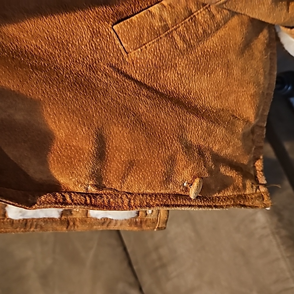 Leather Sherpa Jackets, Womens Large, Camel Color - Picture 5 of 14